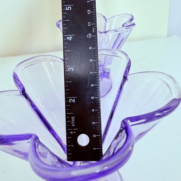 VTG Purple Lavender Glass Cup Set of 2 Petal Decor Lilac Cocktail Glass Dessert - Picture 8 of 16